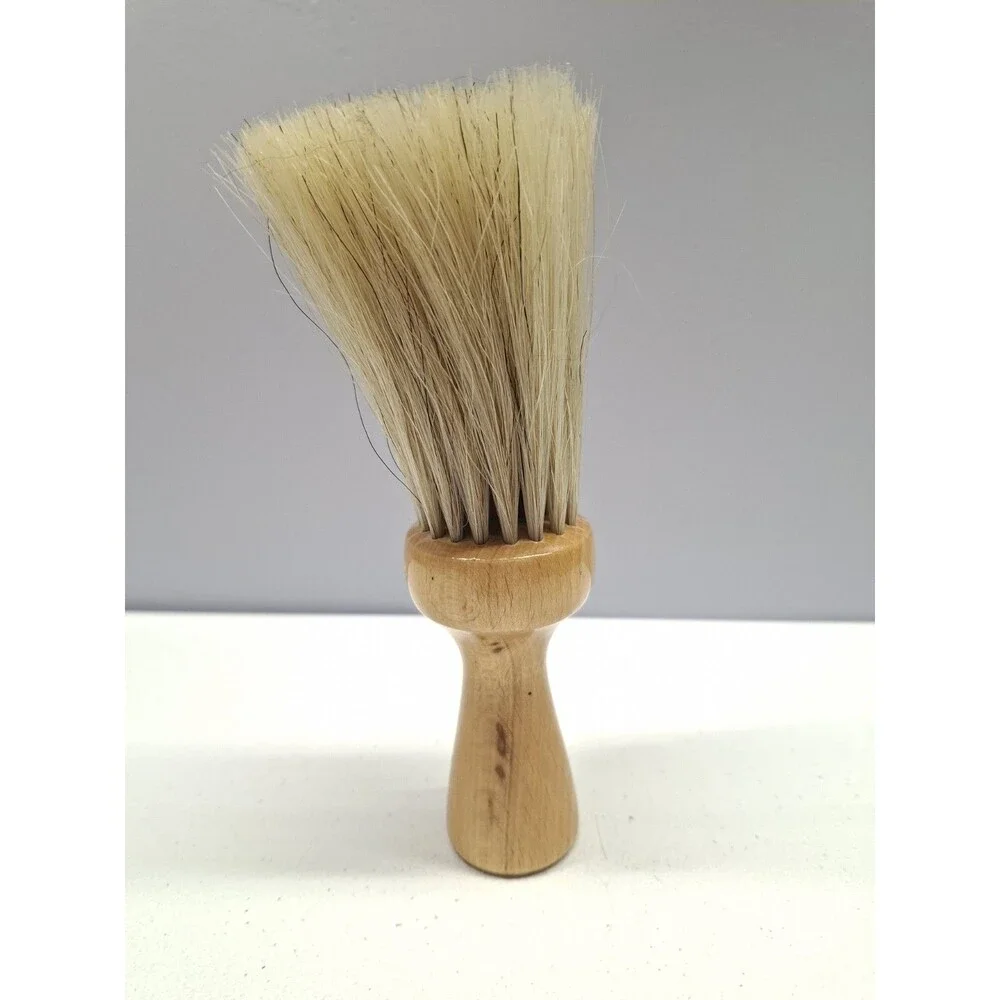 Vintage William Marvy No 53 Horsehair Wood Barber Neck Duster Brush 7